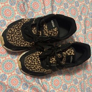 Adidas Women's Black and Brown Leopard Sneakers